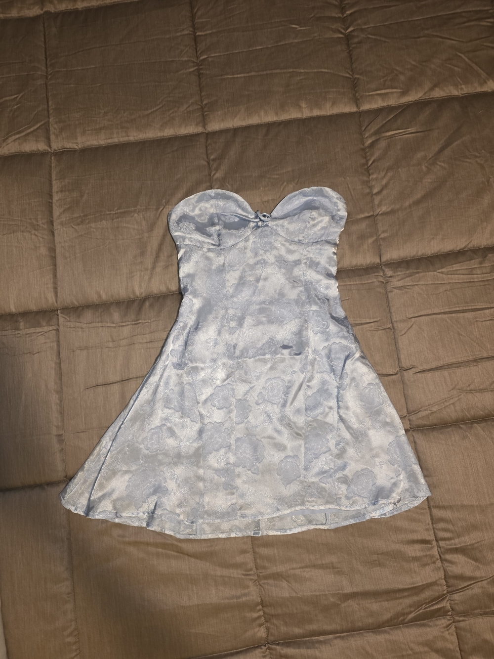 Princess Polly Light Blue Strapless Floral Jacquard Dress